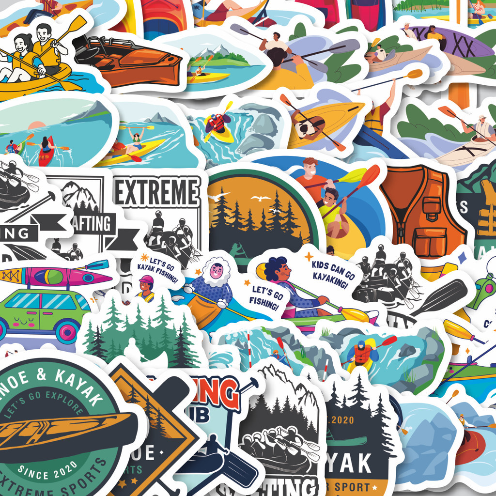 

Stiker Cutting Pack Stiker Tema Kayak Club & Aktivitas Air seperti Rafting, Canoe Isi 100Pcs Series Aesthetic Lucu Keren Untuk Koper Bahan Vynil