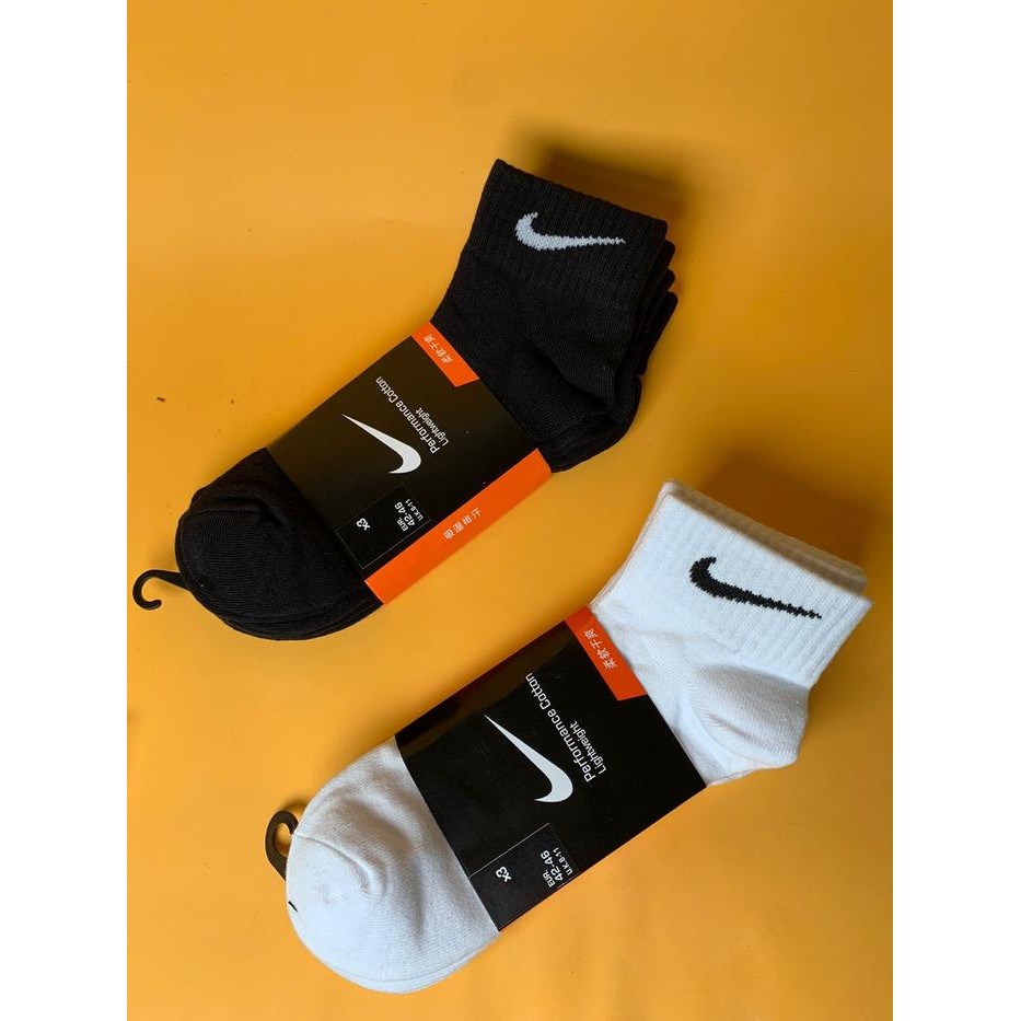 [New Arrival]PROMO KAOS KAKI PENDEK NIKE ORIGINAL 3 PASANG NIKE SOCKS ANKLE BLACK WHITE - Hitam