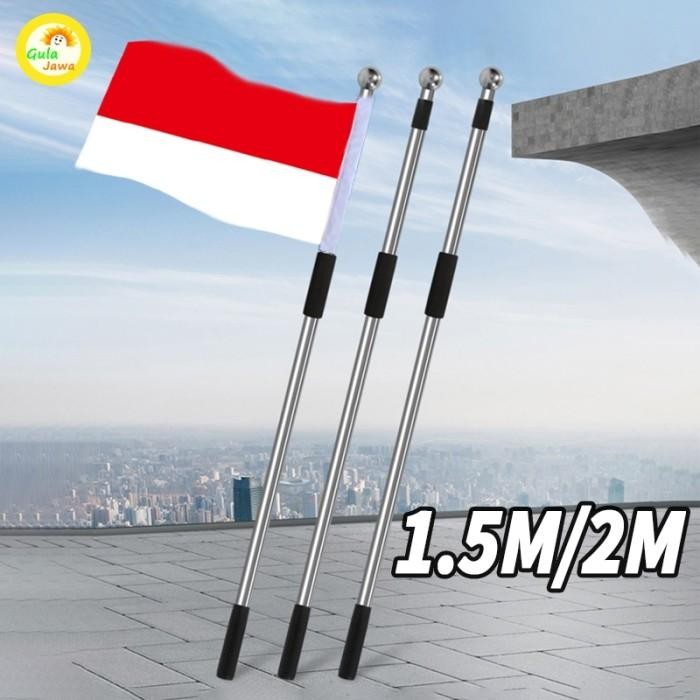 

2 Meter Stainless Tongkat Tiang Bendera Teleskopik Tour Leader Teleskopik Penunjuk Memanjang - 2M
