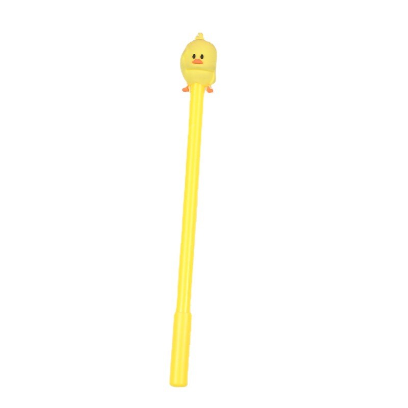 

24 Pcs Wholesale Cartoon Yellow Chicken Pen Cute High Color Value Anti Loss Pen Student Stationery Water-based Pen