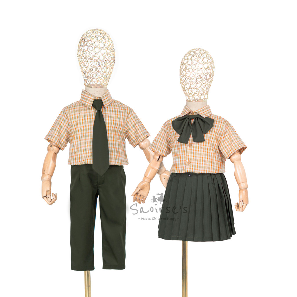 Setelan Seragam Sekolah Anak PAUD/TK - Eunji Uniform Perempuan Laki Laki Korean Kotak by Saoirse's