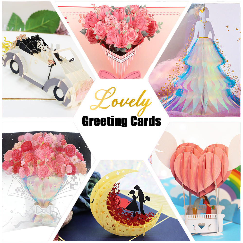 

Hot 3D Creative Card for Wife and friend Valentines Day Gift Wedding Invitation Customized Card Thank You Postcard Wholesale