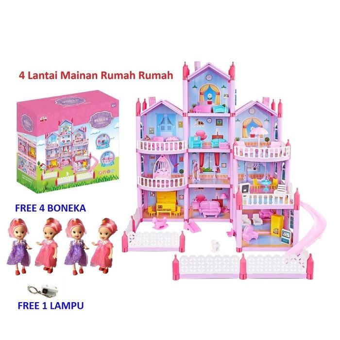 MURAH 4 Lantai Mainan Rumah Rumahan Anak Perempuan / Princess Villa - 4 Lantai