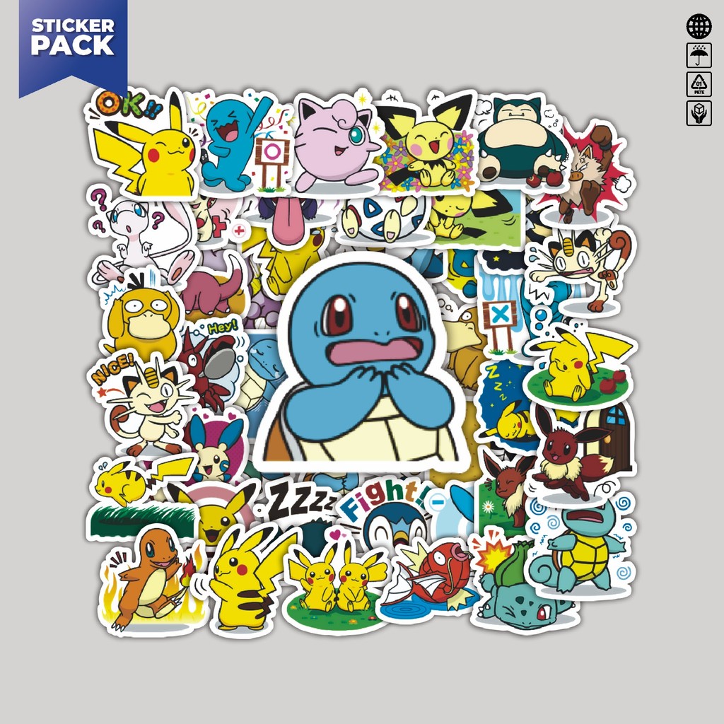 

[100PCS]Stiker Pack Stiker Kartun Classical Pokémon Aesthetic Vinyl Anti Air Dekorasi Sticker Laptop Buku Journal Koper Helm Casing HP Gitar Helm Skateboard