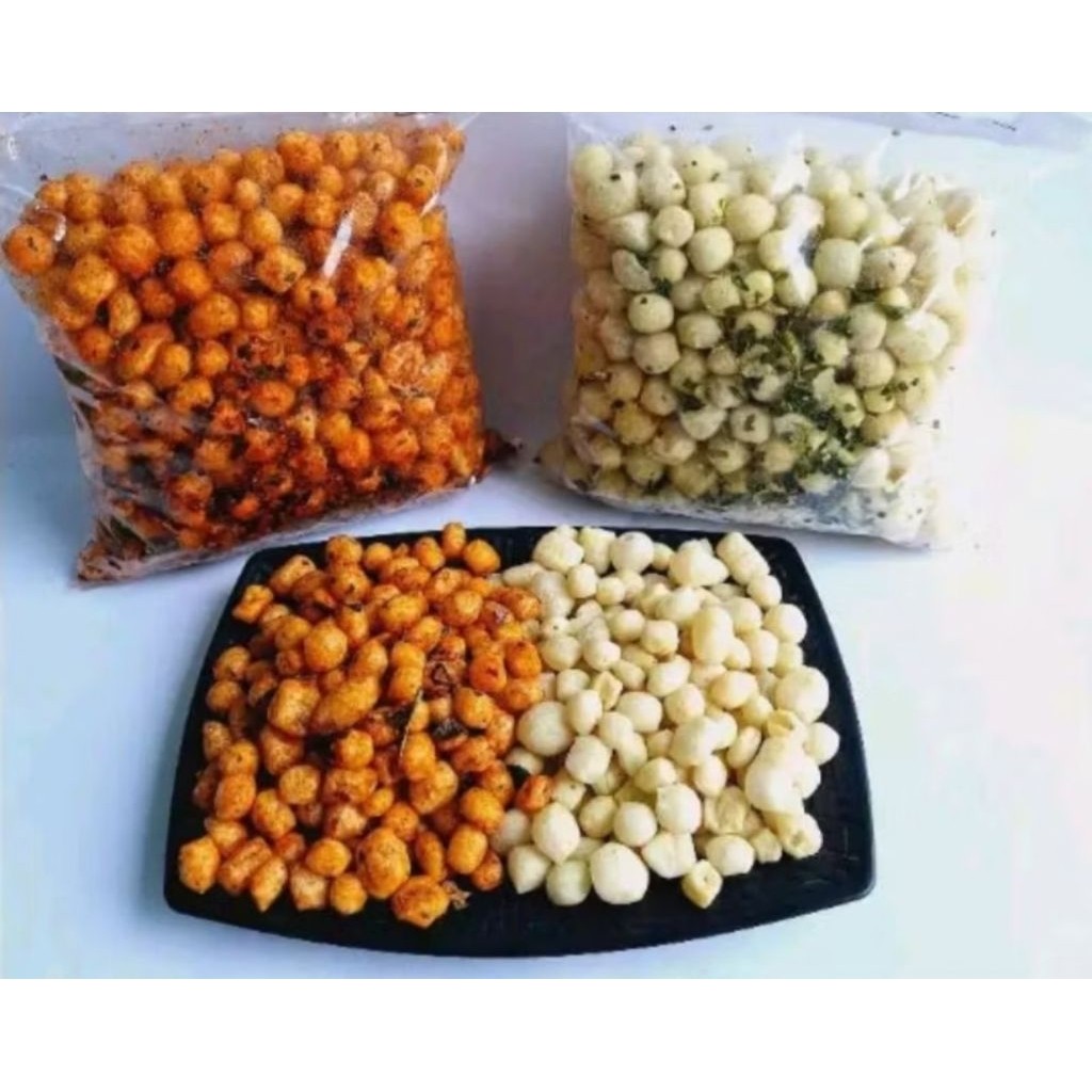 

1kg Paket Bundling Cimol Kering Endog Lewo Renyah Khas Garut 500gr ORI DJ + 500gr Pedas DJ