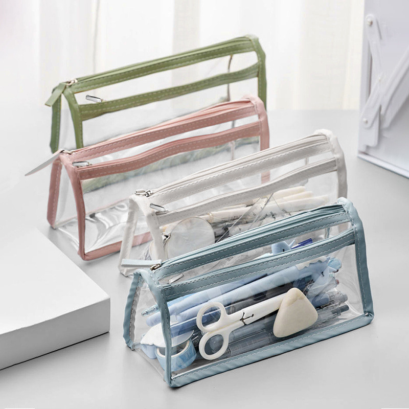 

Tempat Pensil Segitiga Transparan / Tempat Pensil Transparan Transparent Plastic Pencil Case PVC