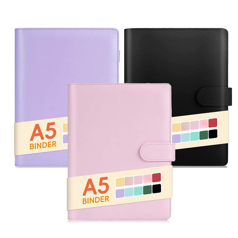 

A5 Binder PU Leather 6-Ring Notebook Binder Cover for A5 Filler Paper Refillable A5 Personal Planner Binder with Magnetic
