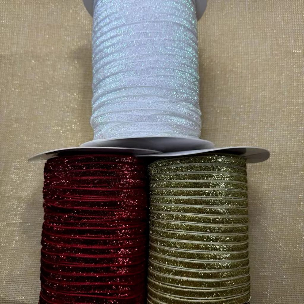 

1 YARD ( 90 CM) - 0.6 CM PITA VELVET GLITER KASAR / PITA BELUDRU GLITER KASAR / BELUDRU VELVET GLITER KASAR