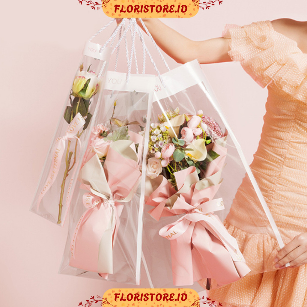 

TRANSPARENT FLOWER BAG / KERANJANG BUKET BUNGA / AKSESORIS BUKET / FLORIST BAG SUPPLY / FLOWER BASKET