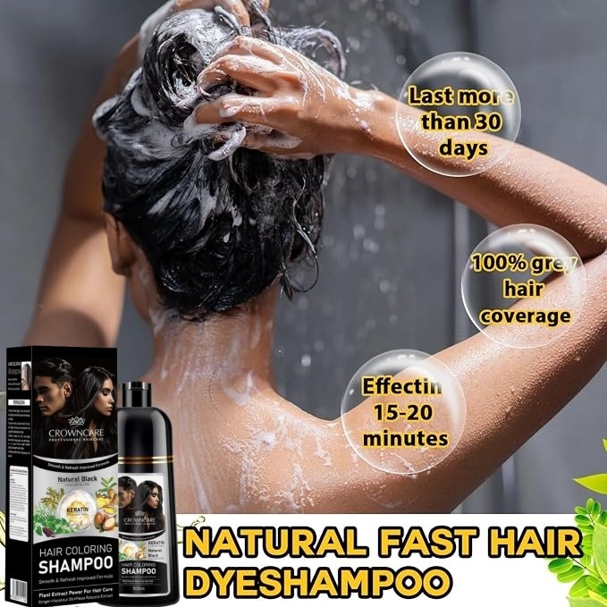 500ML sampo untuk menghitamkan uban, sampo penghitam uban permanen, sampo penghitam uban, pewarna ra