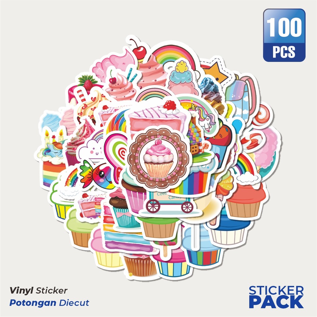 

Stiker Vinyl Stiker Rainbow Candy Lollipop Cupcake Dessert [Makanan Penutup Cupcake Permen Lolipop] Waterproof Aesthetic- Untuk Laptop, Motor, dan Helm - Paper Stationery Pack