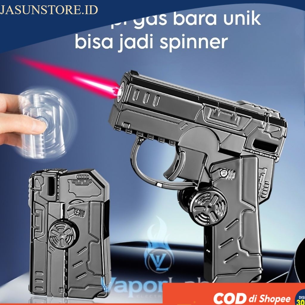 korek api spinner model pistol mini bisa di putar spin bara merah gas lighter unik fidget toys