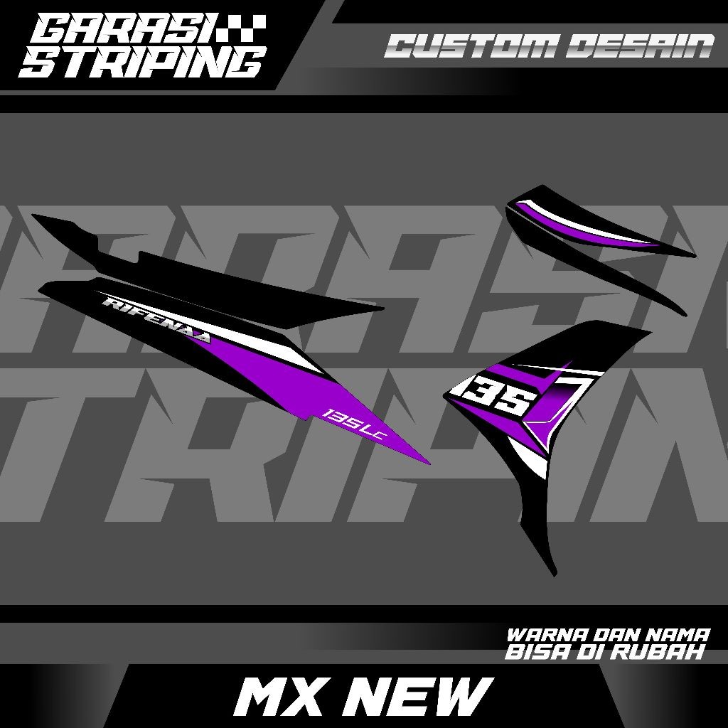 STRIPING CUSTOM VARIASI TRANSPARAN MX NEW STICKER VARIASI MOTIF TERBARU KEREN VIRAL WARNA BIRU UNGU 