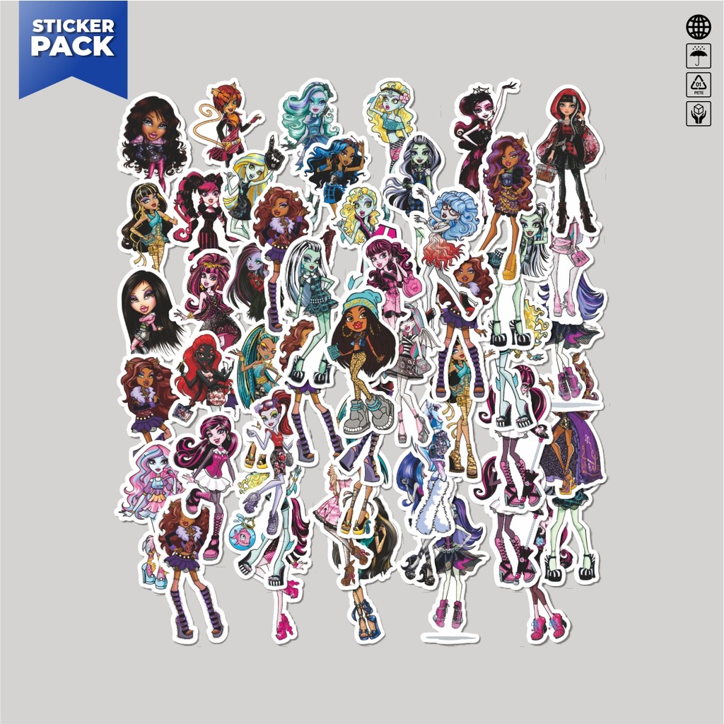 

[100PCS]Stiker Pack Stiker Monster High Series 2 Aesthetic Vinyl Anti Air Dekorasi Sticker Laptop Buku Journal Koper Helm Casing HP Gitar Helm Skateboard