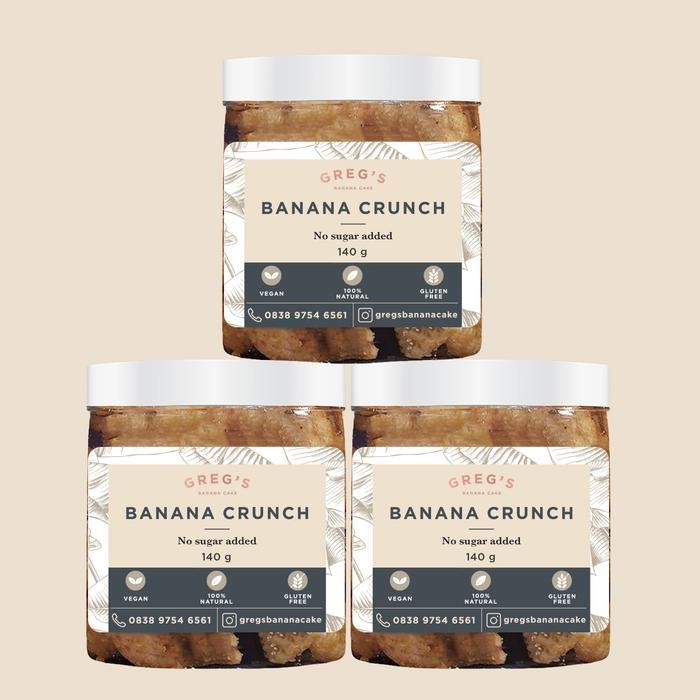 

Hot Produk Gregs Banana Cake Banana Crunch Set of 3 Jars 140grm Snack - set of 3, Original Terbaik dan Terlaris