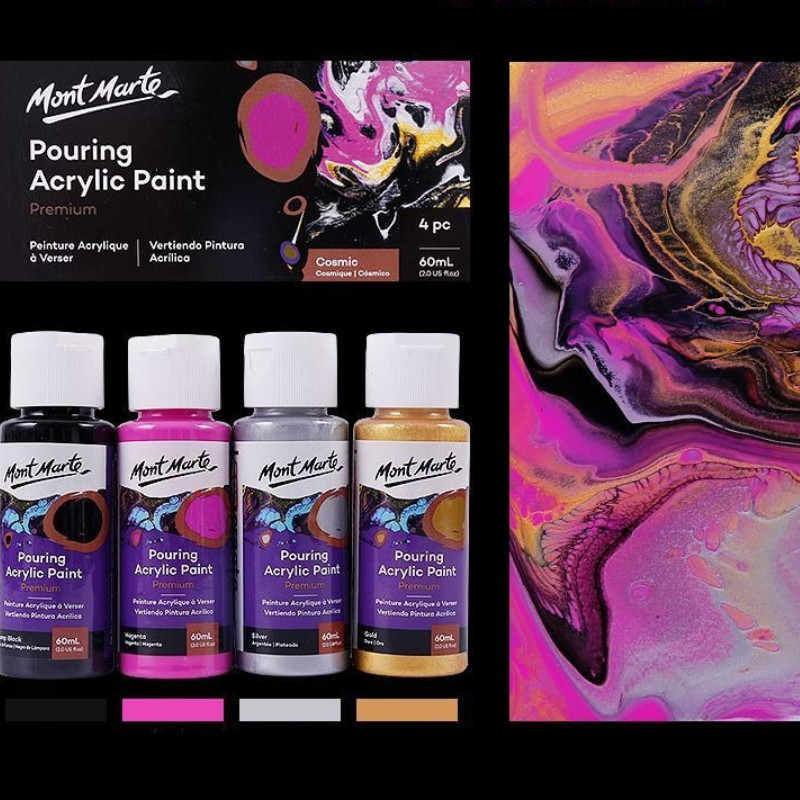 

4-color 60ml Fluid Acrylic Pigment Set Violent Bear Flow Acrylic Silicone Oil Cell Fluid Painting Pigment