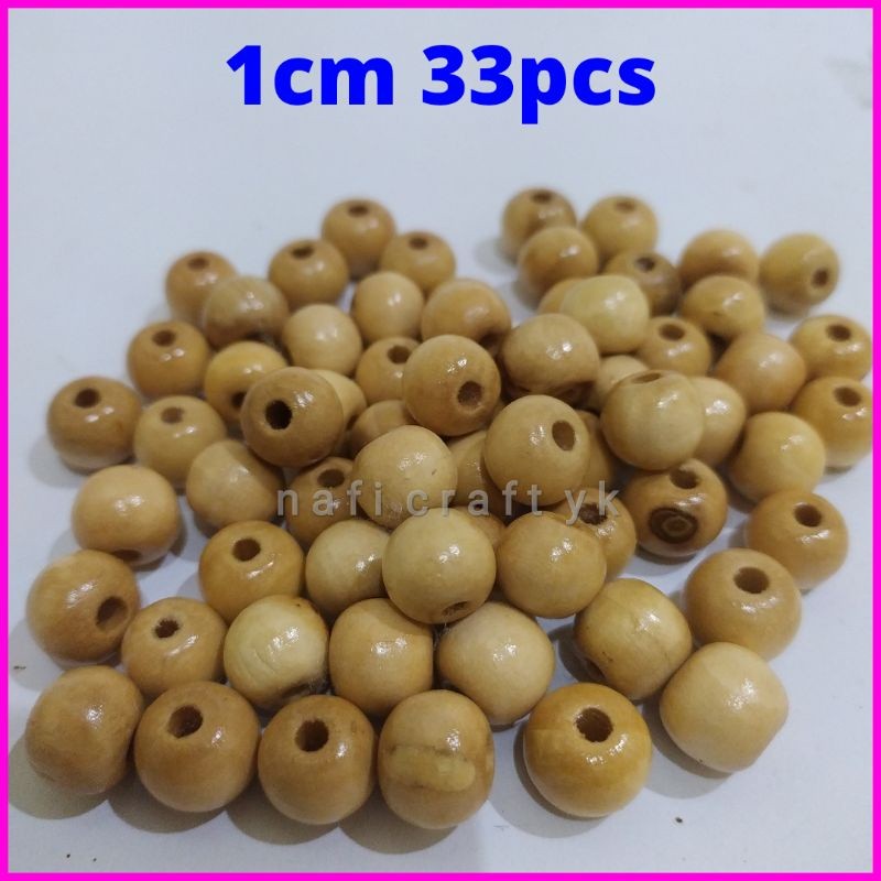 manik kayu bulat 1 cm - manik kayu macrame 1 cm - manik mote kayu - mote manik kayu - monte kayu bul