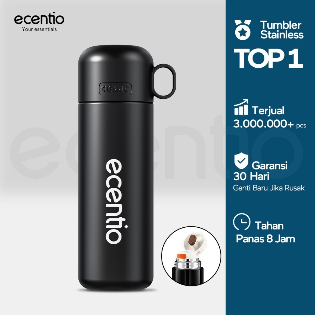 PLAOSANSTORE ecentio termos air panas 500ml stainless steel 304+316 tahan 8 jam botol air dengan tut