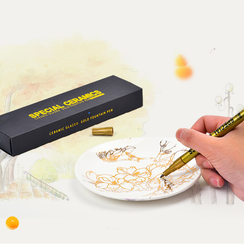 

Pottery Ceramic Gold Water Pen Glazed Paint Silver Pen DIY Handmade Painted Paint Porcelain Hook Line Pen XJ77