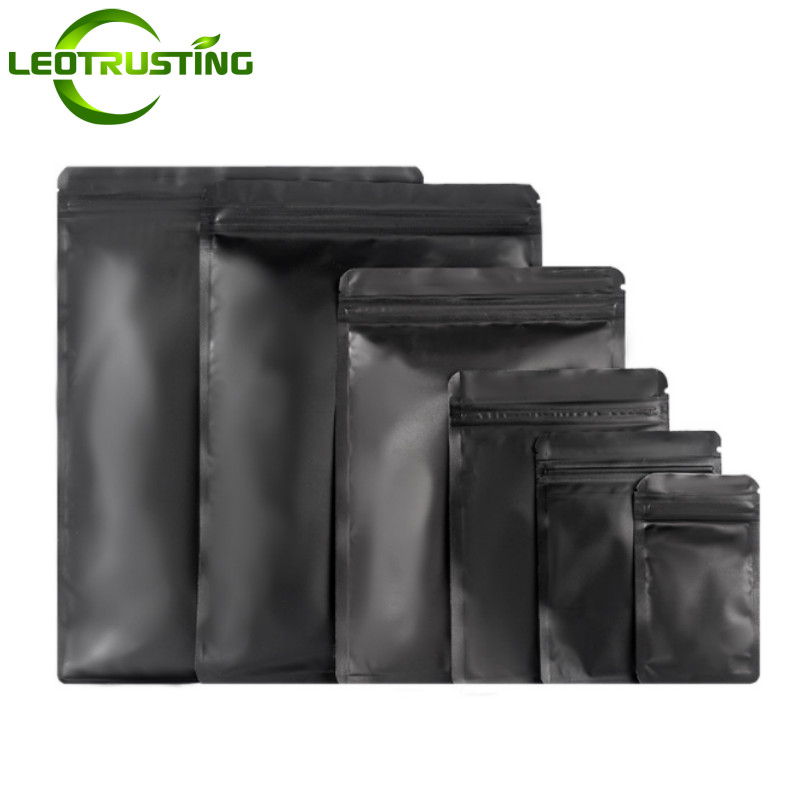 

100PCS Matte Black Aluminum Foil Ziplock Packaging Bag DIY Matcha Snack Coffee Sugar Beaf Biscuit Candy Tea Gift Storage Pouches