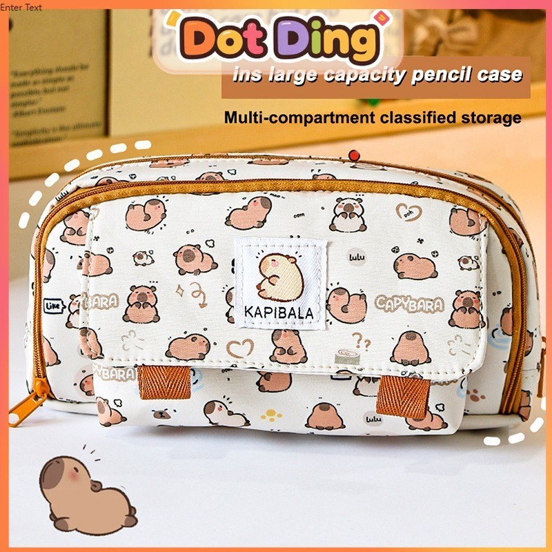 

[DOTDING]KAPIBALA Pencil Bag Kotak Pensil Berkapasitas Besar Kotak Pensil Lucu Perlengkapan Kantor Sekolah