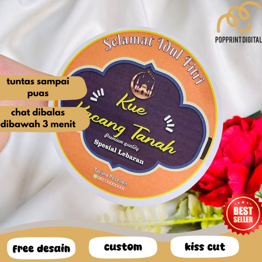 

PpD 2-4 Print Sticker Kecil Bulat Cookies Idul Fitri Stiker Chromo Kue Kering Lebaran Custom