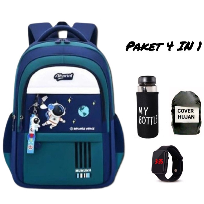 TERNASTORE [ Free Botol ] Tas astronot anak laki laki / Tas sekolah anak laki laki perempuan Sd Dan 