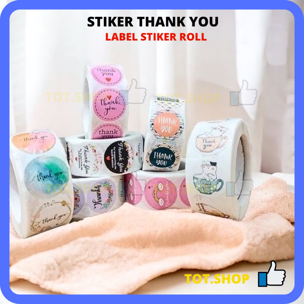 

[Min 5] 1 Roll Isi -+500pcs Sticker THANK YOU/HANDMADE Sticker Amplop Stiker Terima Kasih Self Adhesive Seal Label Roll Sticker Stiker Ucapan Terimakasih Bulat Tempel Segel Roll Stiker Label Amplop Tulisan Thank You Untuk Dekorasi Amplop