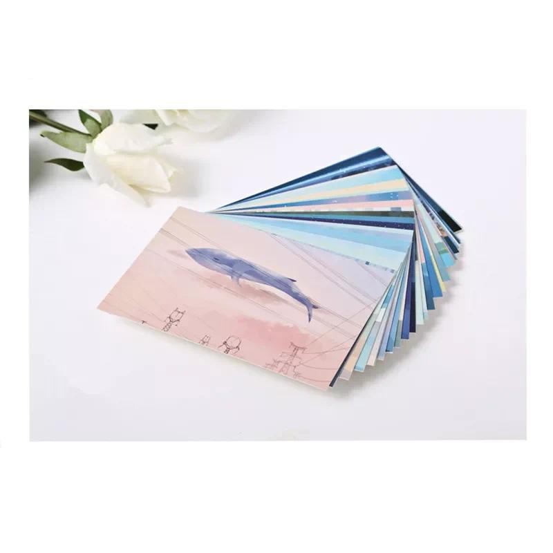 

30 Pcs Blue Whale Theme Postcard Stationery Greeting Card Set Gift Blessing Card Scrapbooking Background Card Journal Decoration