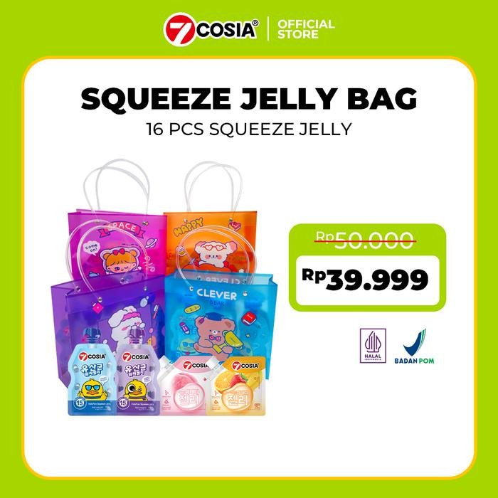 

7COSIA - 16 Yogurt Squeeze Jelly with random bag - kesukaan Anak-anak - Jeli, Makanan Manis cemilan peach - KIDS FUN YOGURT & GRAPE