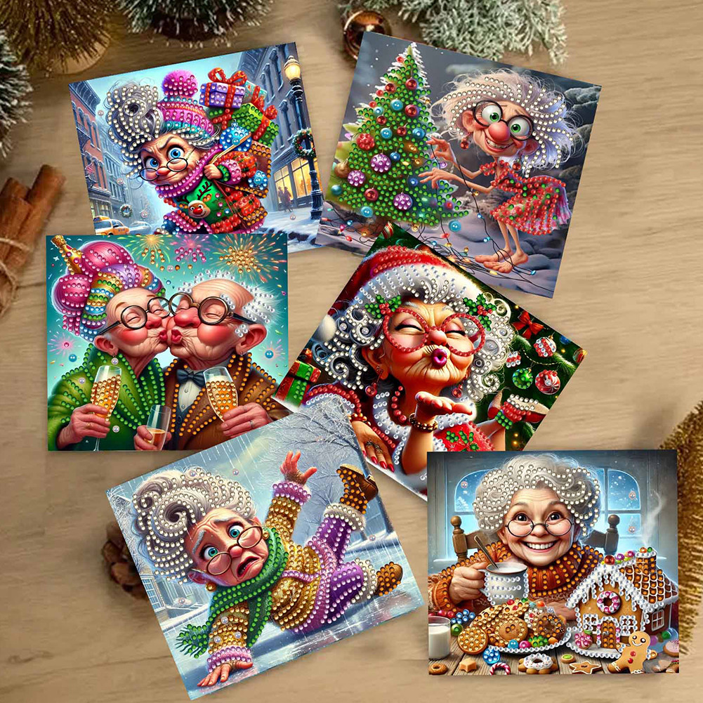 

10pcs DIY Rhinestone Diamond Art Mosaic Postcards Diamond Art Greeting Cards for Xmas Birthdays Thanksgiving & Special Occasion