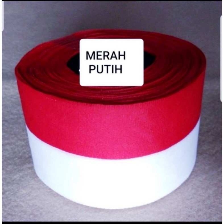 

(khusus kemerdekaan) PITA MERAH PUTIH LEBAR 5 CM ( 2" ) BAHAN SATIN HARGA PER ROLL ISI 18 METER