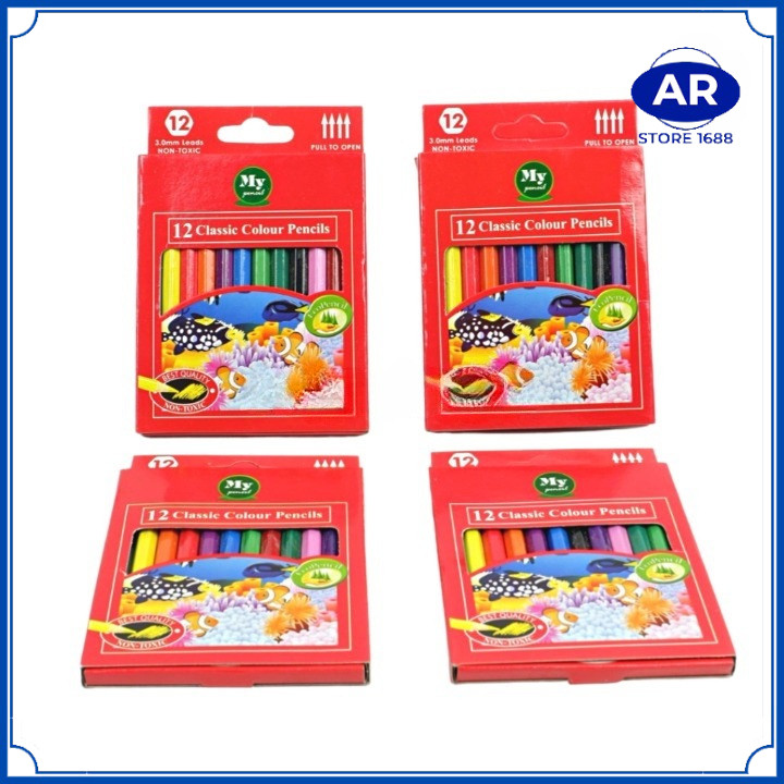 

AR PAKET 5PCS TAJIMA Pensil Warna Panjang 12 Warna / My Pensil Warna Pendek 12 Warna Tajima / Pensil Warna Murah Berkualitas / Color Pencils