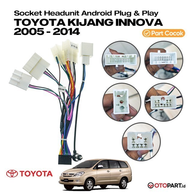 Soket Kabel PNP Head Unit Android Toyota Kijang Innova 2005-2014
