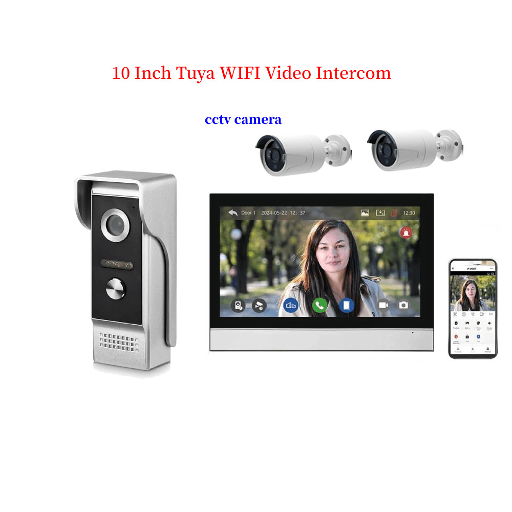 Building HD Video Intercom System 1080P Video Doorbell Tuya WiFi 10 Inch Intercom+CCTV Camera Kit Ma