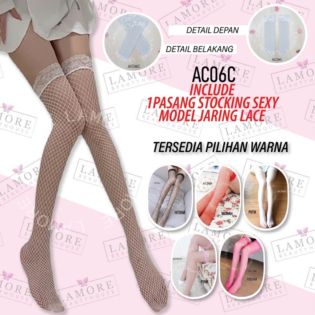 Stocking Fashion Stocking Jaring Premium Putih Ac06C