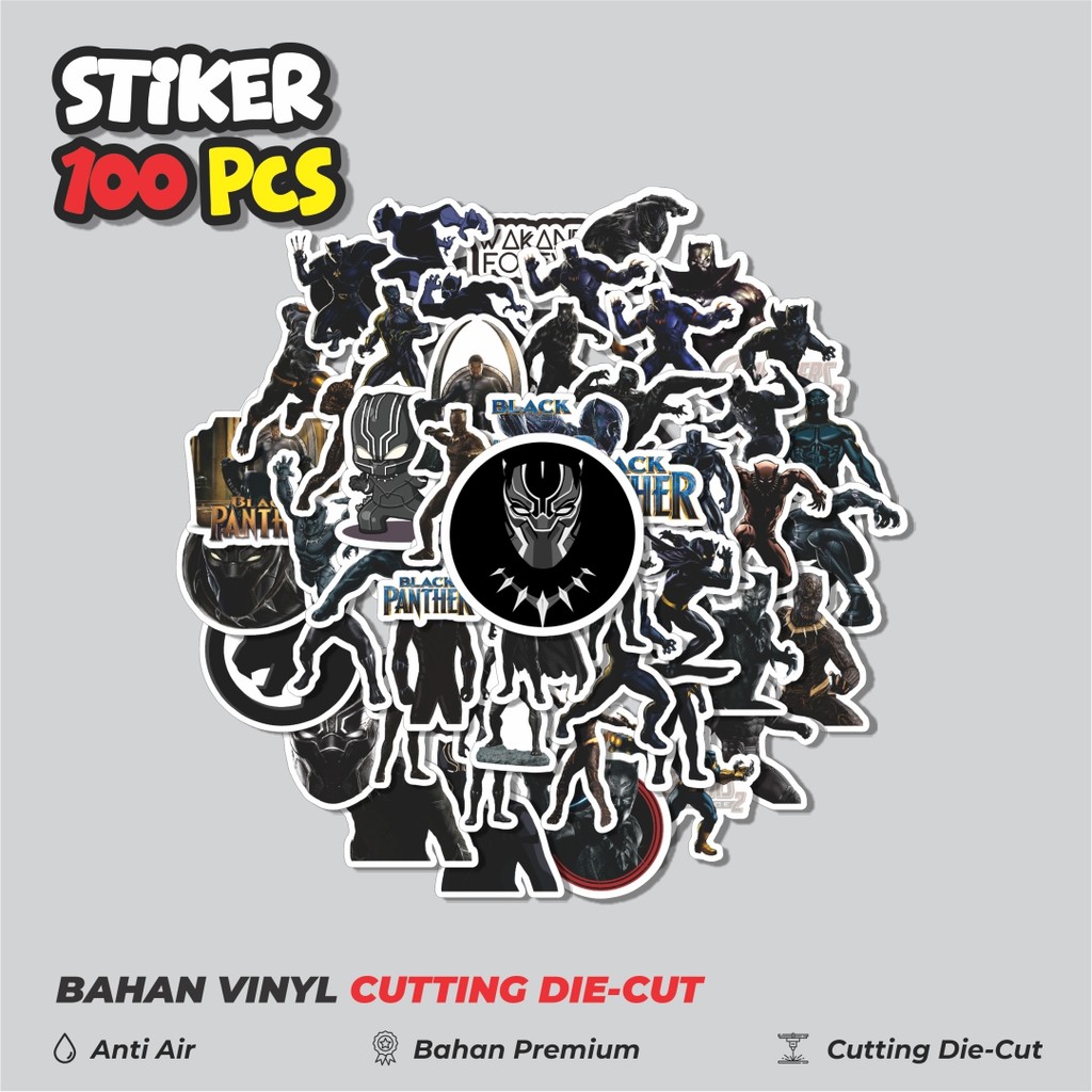 

Terbaru! 50 pcs Stiker Black Panther Series 1 T'Challa Dekorasi Lucu Kreatif untuk Notebook, Skateboard, HP