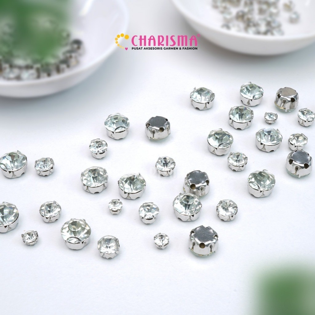 Charisma Crystal Cangkang Jahit - Kristal Bulat Diameter 4/6/8 mm (12 pcs)