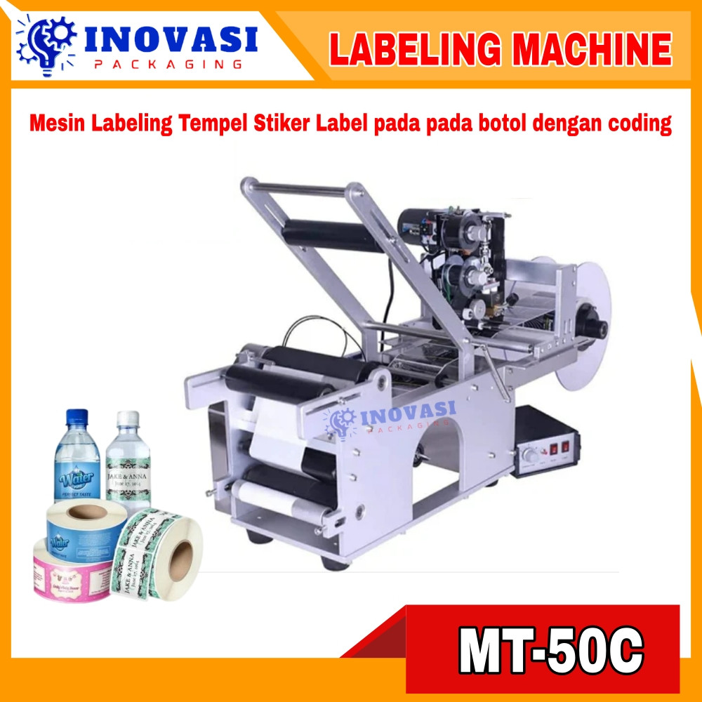 

MT-50C Mesin Labeling tempel stiker label pada botol dengan coding Semi-Auto