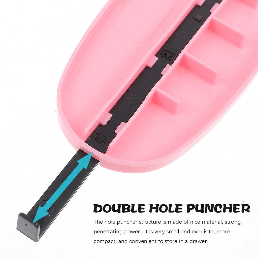 

Portable Double Hole Pink Ruler Paper Chipboard Craft Office School Use Loose Leaf Hole Puncher Paper Punch Tool Storage