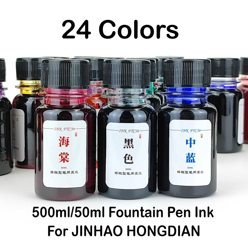 

500ml/50ml 24 Colors Bottled Fountain Pen Ink Dip Pen Ink Refill School Office Supplies Stationery For JINHAO HONGDIAN MAJOHN