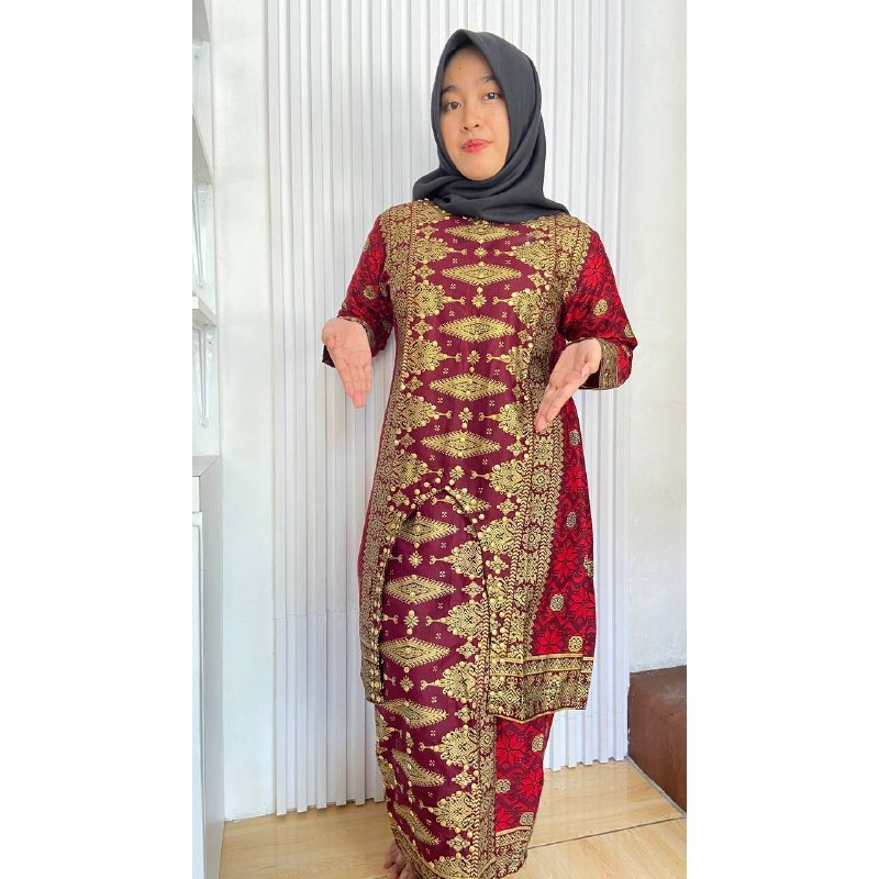 Baju Atasan Wanita Batik Songket Dian Songket - Blouse Kondangan Mewah Modern - Tunik Pesta Etnik Te