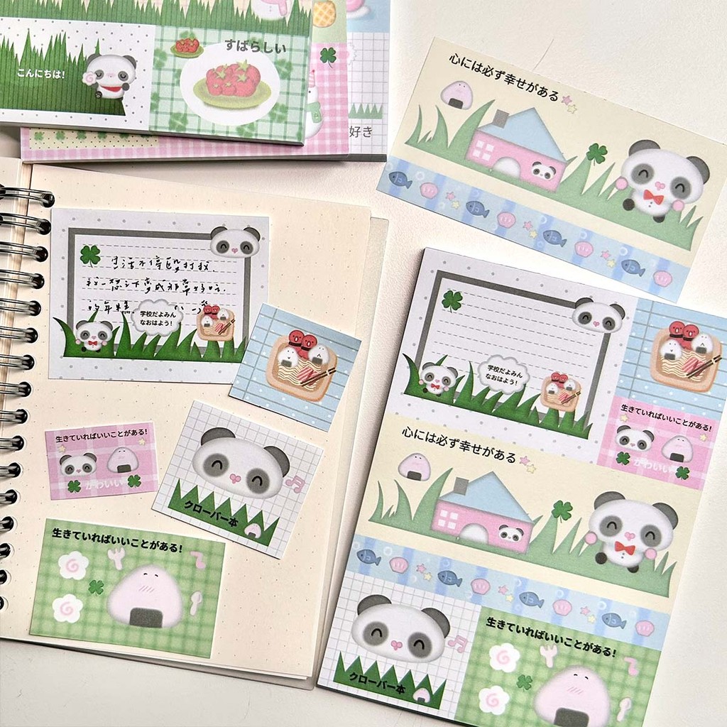 

Kawaii Panda Memo Pad Cute Clover Scrapbooking Material Deco Paper Pads Notes for notes Diy Arts Crafts Album Journal Planner