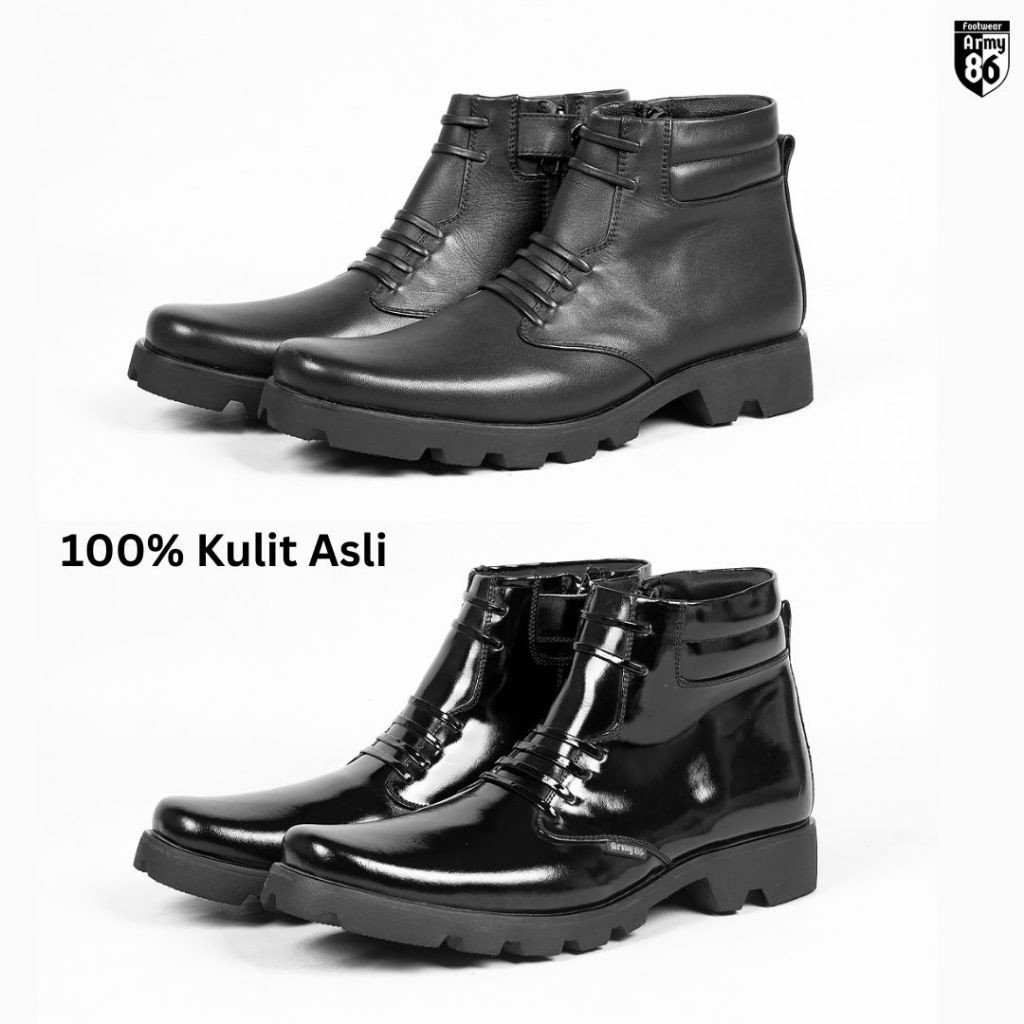Sepatu PDH Satpam Polri tni security pria kulit Sapi asli model Navy Series Army86