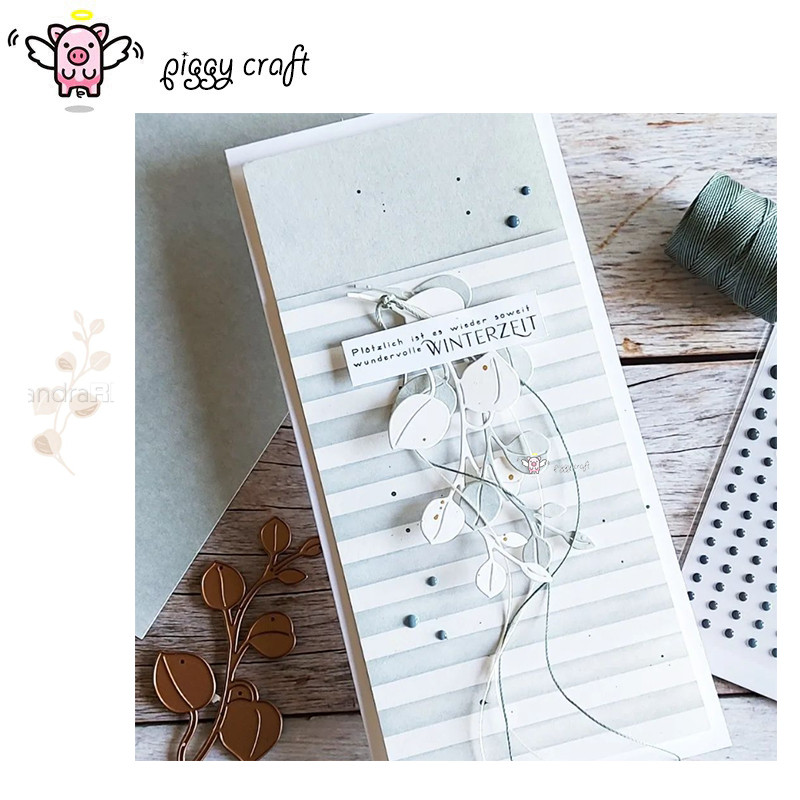 

Piggy Craft metal cutting dies cut die mold Leaf strip decoration Scrapbook paper craft knife mould blade punch stencils dies