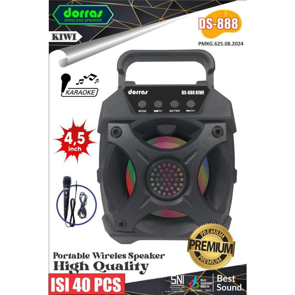 SPEAKER DORRAS DS 888 KIWI | Speaker Portable Dorras DS 888 Kiwi Kapasitas 1500mAh