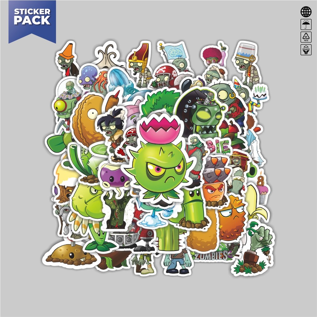 

[100PCS]Stiker Pack Stiker Game Series PLANT vs ZOMBIE Character Mix 8 Aesthetic Vinyl Anti Air Dekorasi Sticker Laptop Buku Journal Koper Helm Casing HP Gitar Helm Skateboard