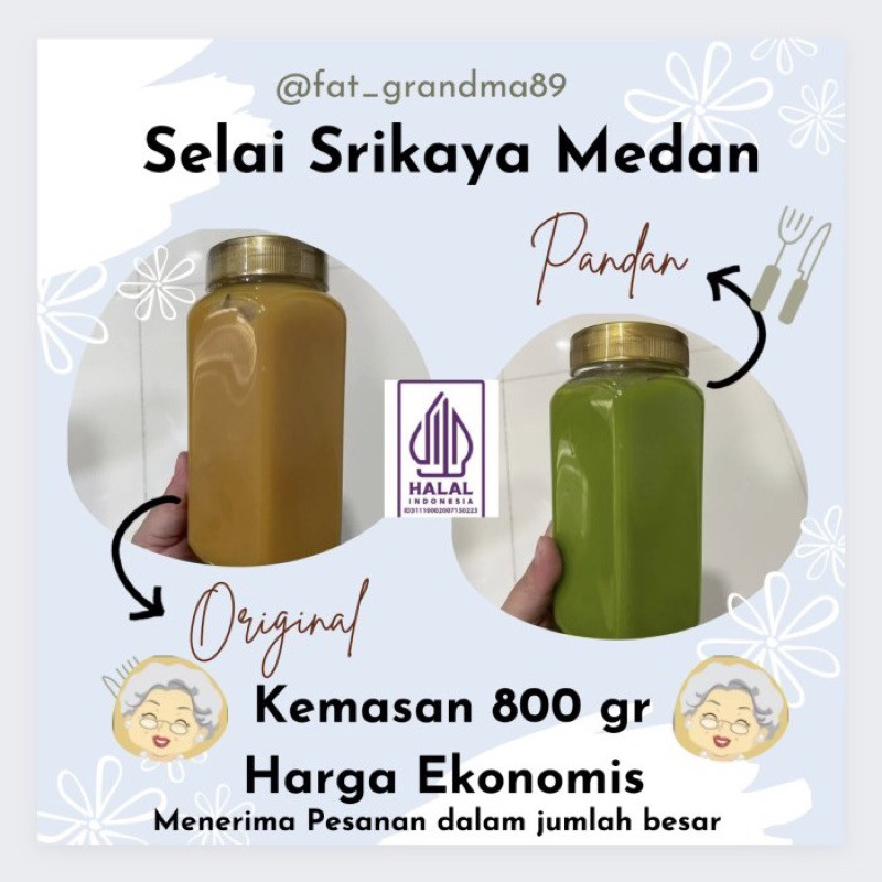 

TERMURAH - HALAL Selai Srikaya Medan Selai Srikaya Pandan 800gram