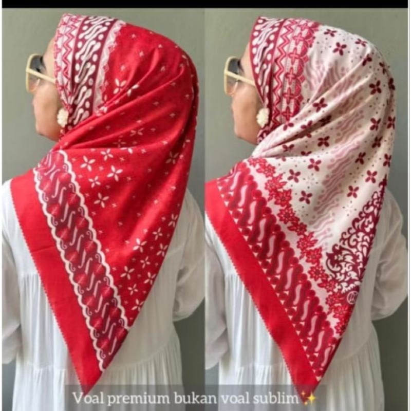 Jilbab Merah Putih Agustusan Hijab Segi Empat Voal Krudung Kemerdekaan