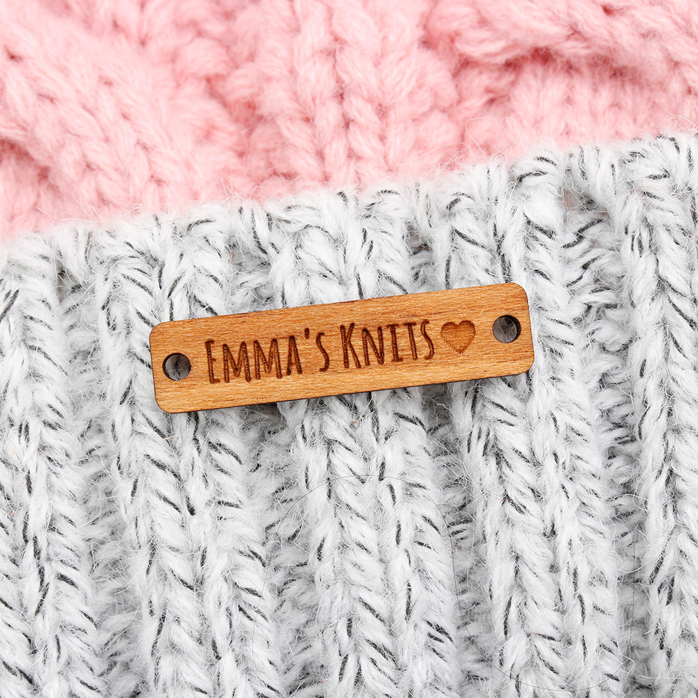 

Wooden labels, knit labels, Handmade, custom engraving, Logo or Text，Personalized Brand, Name Tags (WD3161)